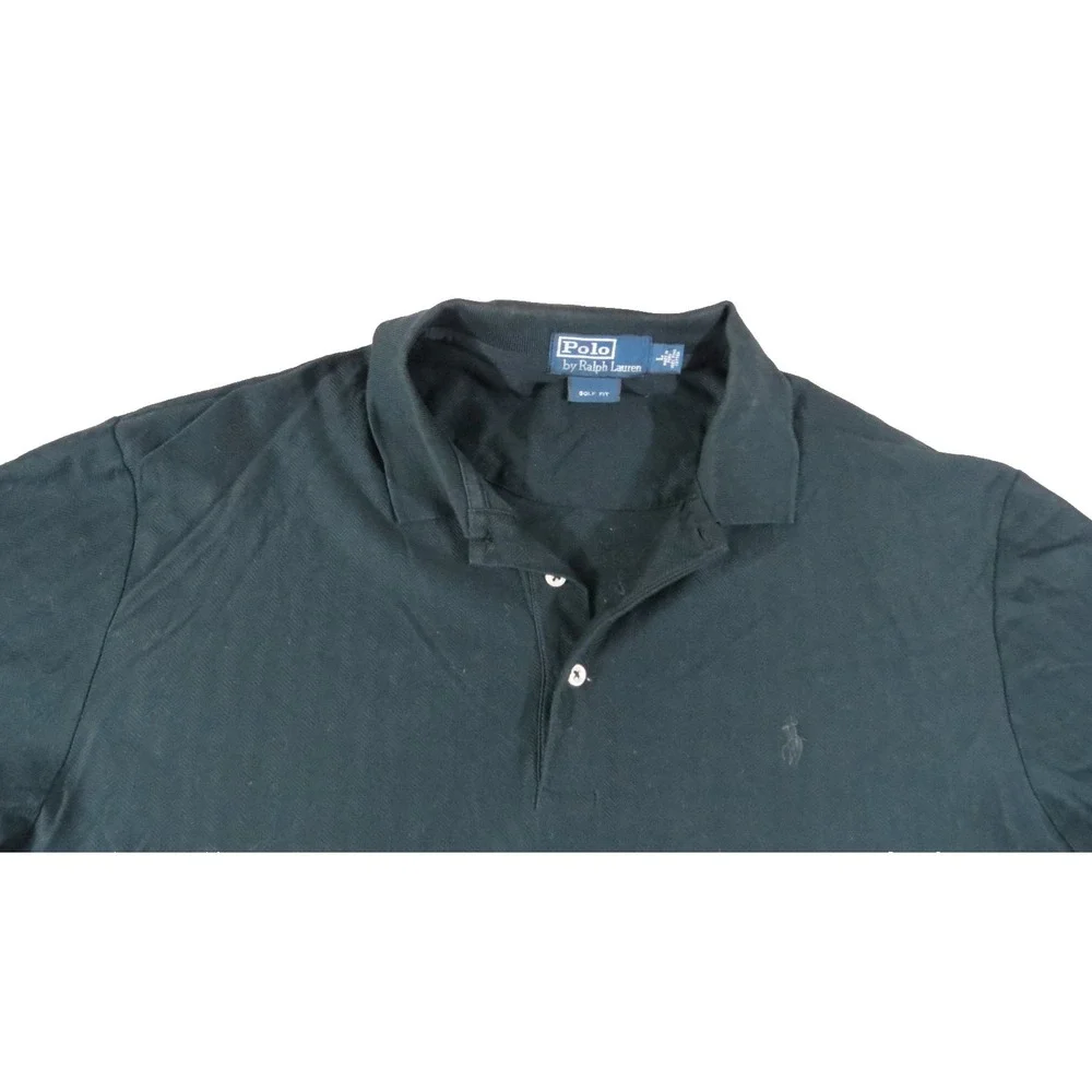 Polo Ralph Lauren Mens L Black Golf Fit Pique Polo Shirt Short Sleeve Pony EUC